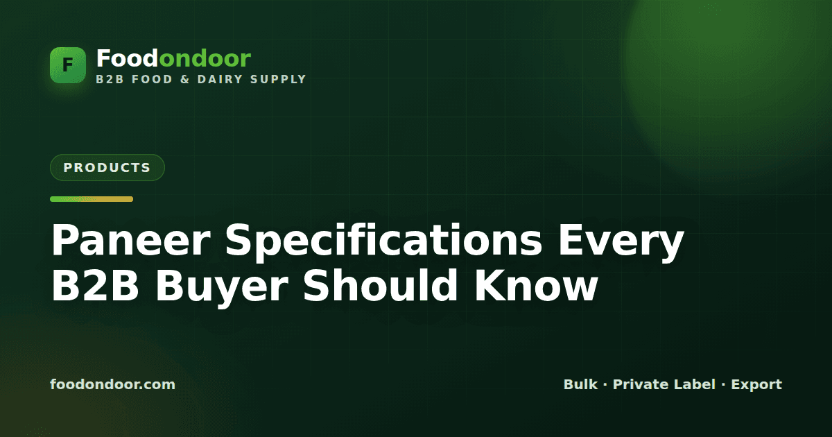 Paneer Specifications Every B2B Buyer Should Know